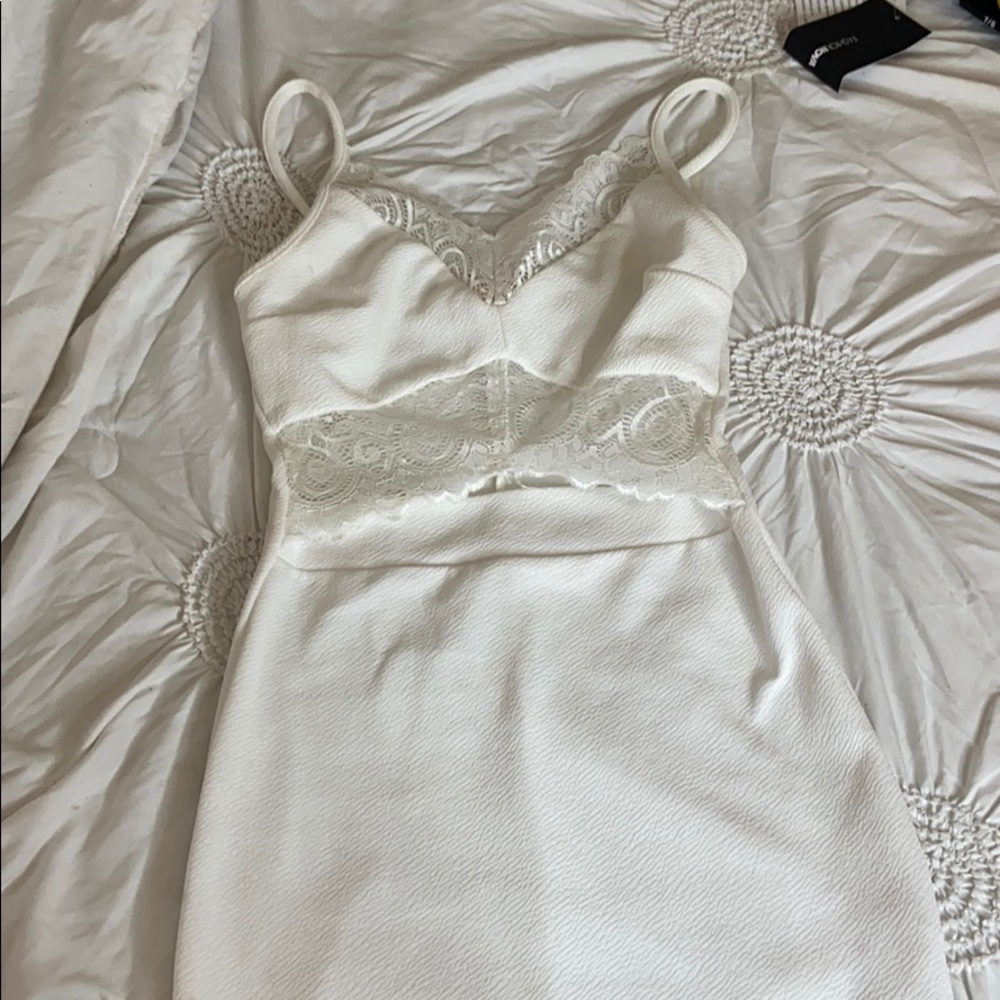 White cut out lace dress